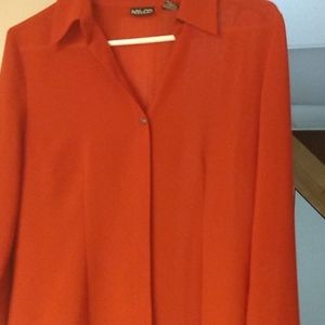 Red new York & co vintage button down blouse